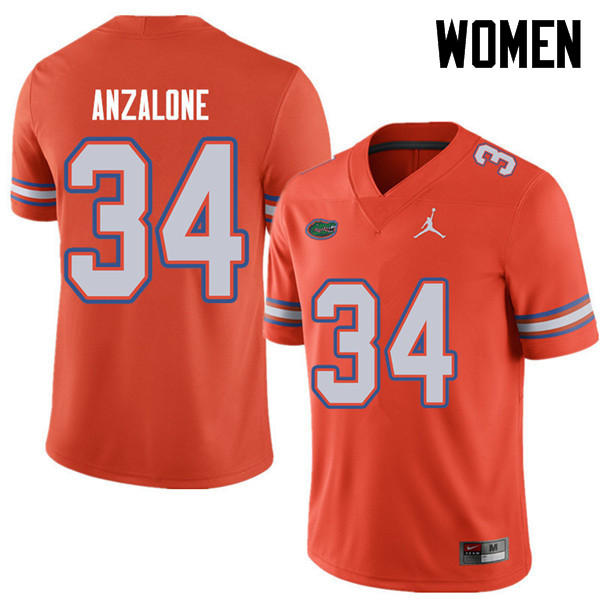 Jordan Brand Women #34 Alex Anzalone Florida Gators College Football Jerseys Sale-Orange - Click Image to Close